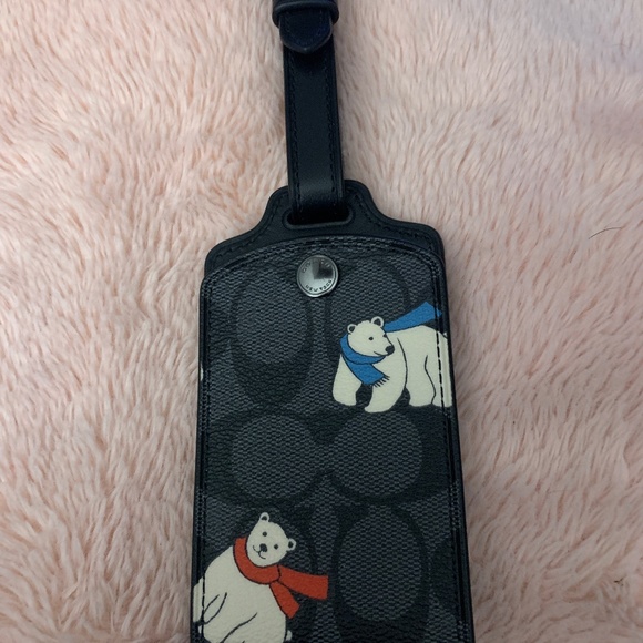 New With Tag  coach, leather luggage, tag bear print - Picture 1 of 3